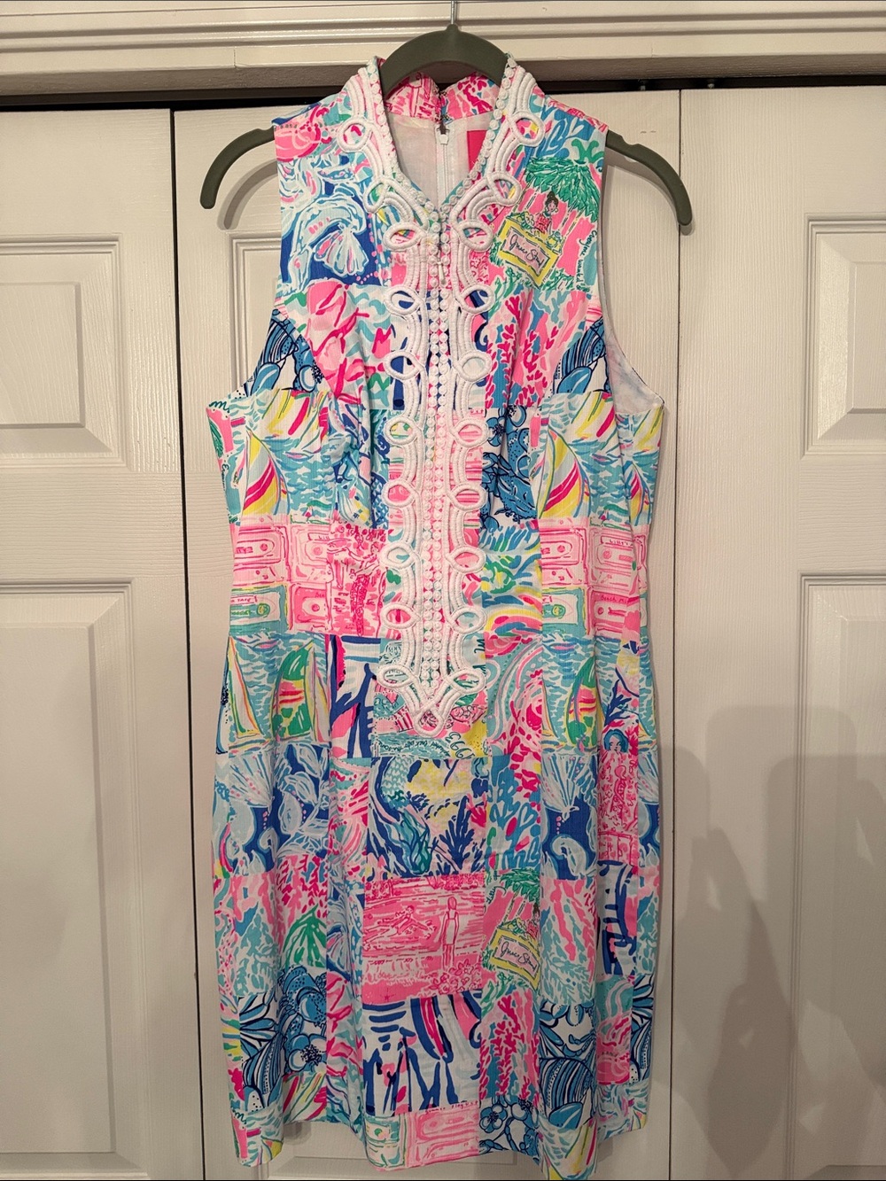 Lilly Pulitzer Sleeveless Patchwork Print Midi Dress in Pink, Blue & Green